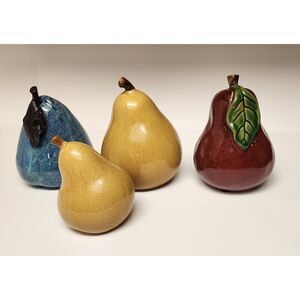 Vintage Ceramic Pear Fruit Sculpture 10” tall Decorative Country Cottage Decor